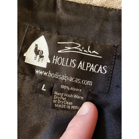 Rare HOLLIS ALPACA Peruvian Long Black Grey COAT Women's L Large Peru Max Ralph - Picture 3 of 11